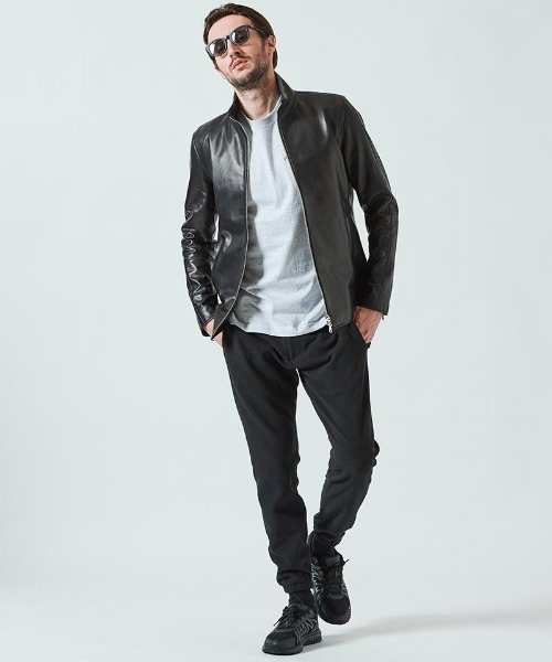 ACANTHUS(アカンサス)の「mj9261- Spanish Lamb Leather Track Jacket ライダースジャケット(ライダースジャケット・メンズ・ブラック・S/XL/M/L)」の2枚目の写真