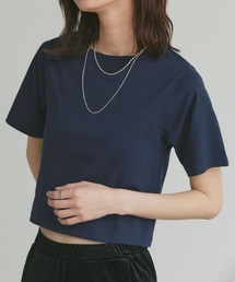 シンプル無地 ボーダー ショート丈ミニTシャツ