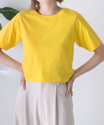 シンプル無地 ボーダー ショート丈ミニTシャツ