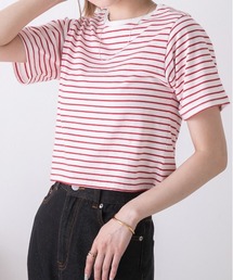 シンプル無地 ボーダー ショート丈ミニTシャツ