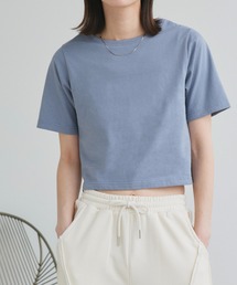 シンプル無地 ボーダー ショート丈ミニTシャツ