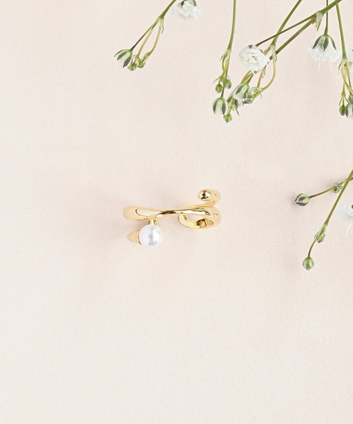 Phoebe（フィービィー）の「2wayリボンパールリング&イヤーカフ（リング・レディース・イエローゴールド・FREE）」の6枚目の写真