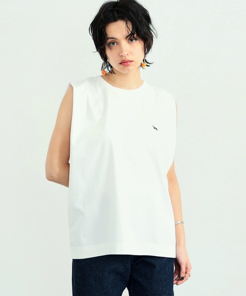 Lee(リー)の「Lee/リー ロゴ刺繍ノースリーブ カットソー(Tシャツ/カットソー・レディース・ホワイト/チャコールグレー/ライトグリーン/パープル/イエロー/ブラック系その他・SMALL/MEDIUM)」の2枚目の写真