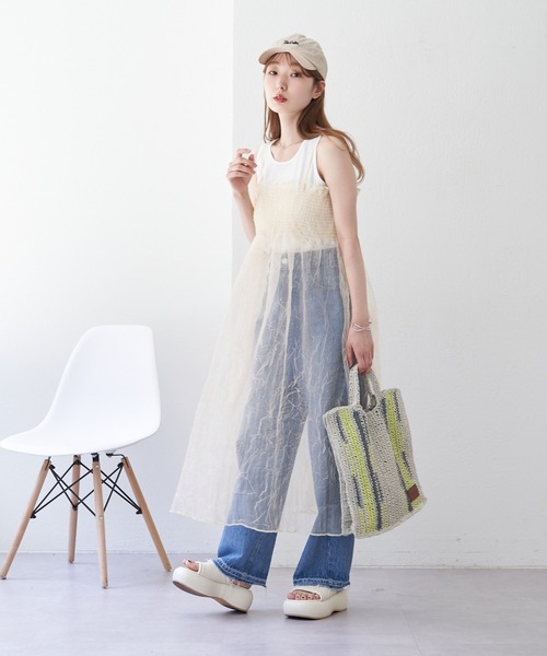 Kastane（カスタネ）の「【2023SSカタログ掲載アイテム】シャーリングシアーワンピース（ワンピース・レディース・イエロー・FREE）」の2枚目の写真