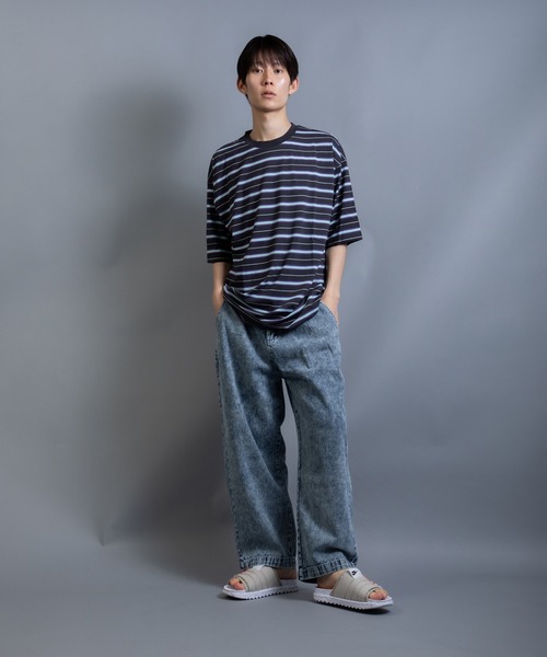 En serio TOKYO(エンソリオトーキョー)の「アソート マルチレトロボーダー ビッグシルエット TEE(Tシャツ/カットソー・メンズ・グレー系/パープル系/グリーン系その他/ブルー系/グリーン系/ホワイト系・M/LL/L)」の13枚目の写真