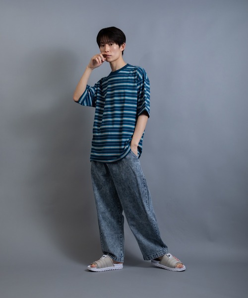 En serio TOKYO(エンソリオトーキョー)の「アソート マルチレトロボーダー ビッグシルエット TEE(Tシャツ/カットソー・メンズ・グレー系/パープル系/グリーン系その他/ブルー系/グリーン系/ホワイト系・M/LL/L)」の20枚目の写真