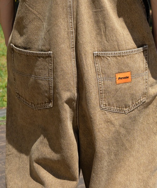 セール】ケミカルウォッシュダブルニーサロペット（サロペット