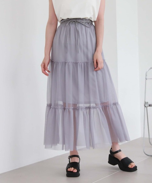 archives（アルシーヴ）の「チュールティアードスカート（スカート・レディース・ブラック/オフホワイト/ブルーグレー/アイボリー/ブラウン・MEDIUM）」の21枚目の写真