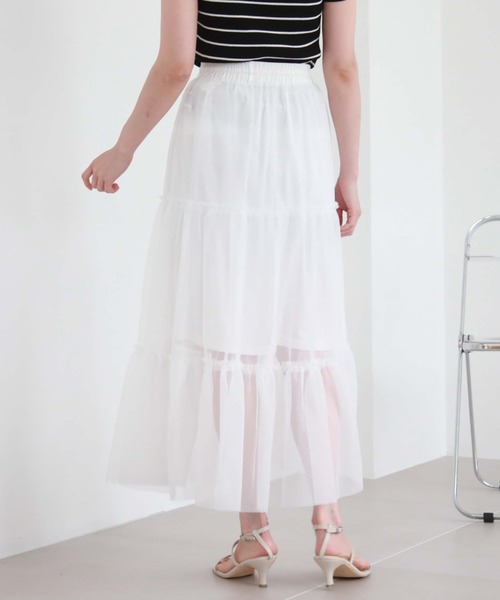 archives（アルシーヴ）の「チュールティアードスカート（スカート・レディース・ブラック/オフホワイト/ブルーグレー/アイボリー/ブラウン・MEDIUM）」の19枚目の写真