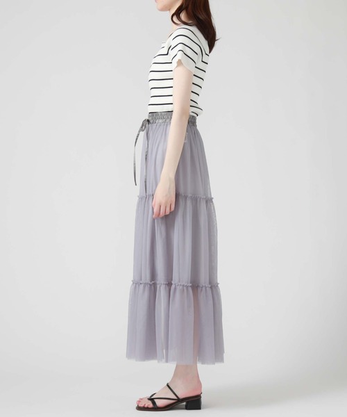 archives（アルシーヴ）の「チュールティアードスカート（スカート・レディース・ブラック/オフホワイト/ブルーグレー/アイボリー/ブラウン・MEDIUM）」の7枚目の写真