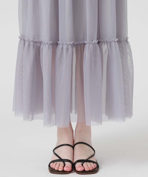 archives（アルシーヴ）の「チュールティアードスカート（スカート・レディース・ブラック/オフホワイト/ブルーグレー/アイボリー/ブラウン・MEDIUM）」の10枚目の写真