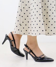 Liberty doll / スリングバック スタッズ ミュールパンプス 8.2cmヒール(1179)