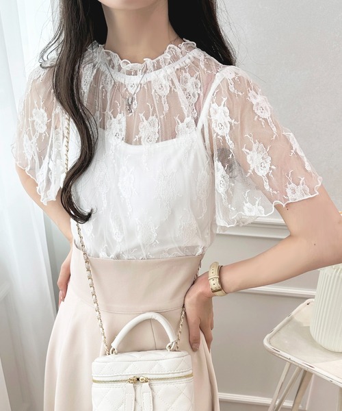 apres jour（アプレジュール）の「レーストップス+カップ付きキャミセット【ZOZOTOWN限定アイテム】（Tシャツ/カットソー・レディース・オフホワイト/ピンクベージュ/ブラック・フリー/X-LARGE）」の6枚目の写真