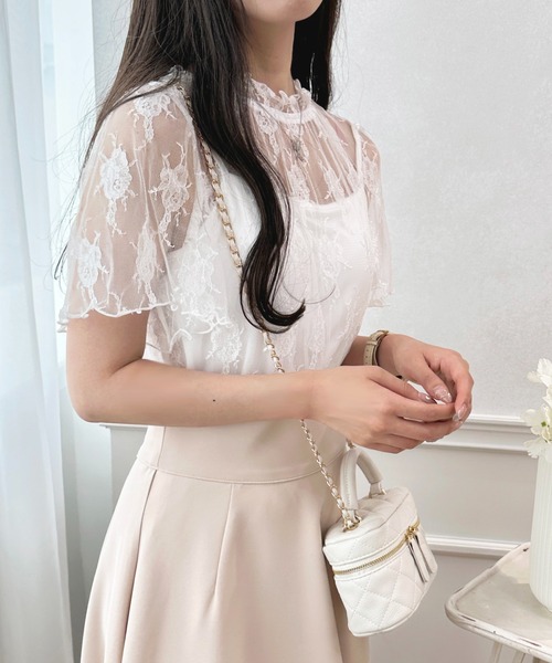 apres jour（アプレジュール）の「レーストップス+カップ付きキャミセット【ZOZOTOWN限定アイテム】（Tシャツ/カットソー・レディース・オフホワイト/ピンクベージュ/ブラック・フリー/X-LARGE）」の8枚目の写真