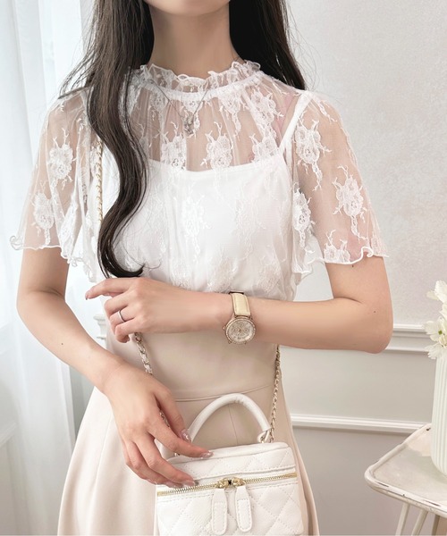 apres jour（アプレジュール）の「レーストップス+カップ付きキャミセット【ZOZOTOWN限定アイテム】（Tシャツ/カットソー・レディース・オフホワイト/ピンクベージュ/ブラック・フリー/X-LARGE）」の4枚目の写真