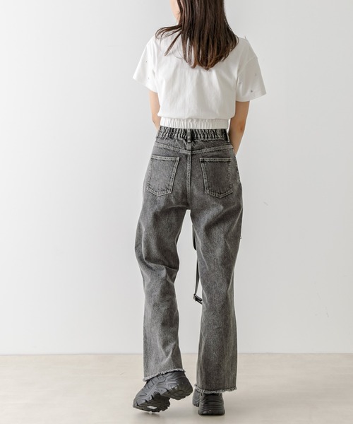 OLIVE des OLIVE（オリーブデオリーブ）の「セミフレアフリンジデニムパンツ　1032030010（デニムパンツ・レディース・ブルー/スミクロ・SMALL/MEDIUM）」の12枚目の写真