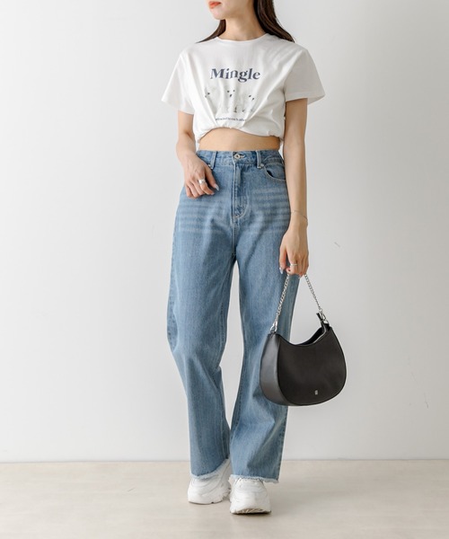 OLIVE des OLIVE（オリーブデオリーブ）の「セミフレアフリンジデニムパンツ　1032030010（デニムパンツ・レディース・ブルー/スミクロ・SMALL/MEDIUM）」の7枚目の写真