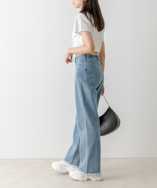 OLIVE des OLIVE（オリーブデオリーブ）の「セミフレアフリンジデニムパンツ　1032030010（デニムパンツ・レディース・ブルー/スミクロ・SMALL/MEDIUM）」の16枚目の写真