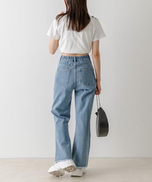 OLIVE des OLIVE（オリーブデオリーブ）の「セミフレアフリンジデニムパンツ　1032030010（デニムパンツ・レディース・ブルー/スミクロ・SMALL/MEDIUM）」の10枚目の写真