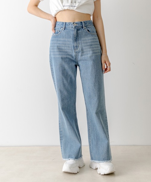 OLIVE des OLIVE（オリーブデオリーブ）の「セミフレアフリンジデニムパンツ　1032030010（デニムパンツ・レディース・ブルー/スミクロ・SMALL/MEDIUM）」の19枚目の写真