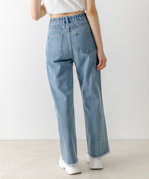 OLIVE des OLIVE（オリーブデオリーブ）の「セミフレアフリンジデニムパンツ　1032030010（デニムパンツ・レディース・ブルー/スミクロ・SMALL/MEDIUM）」の22枚目の写真