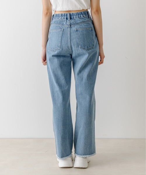 OLIVE des OLIVE（オリーブデオリーブ）の「セミフレアフリンジデニムパンツ　1032030010（デニムパンツ・レディース・ブルー/スミクロ・SMALL/MEDIUM）」の8枚目の写真