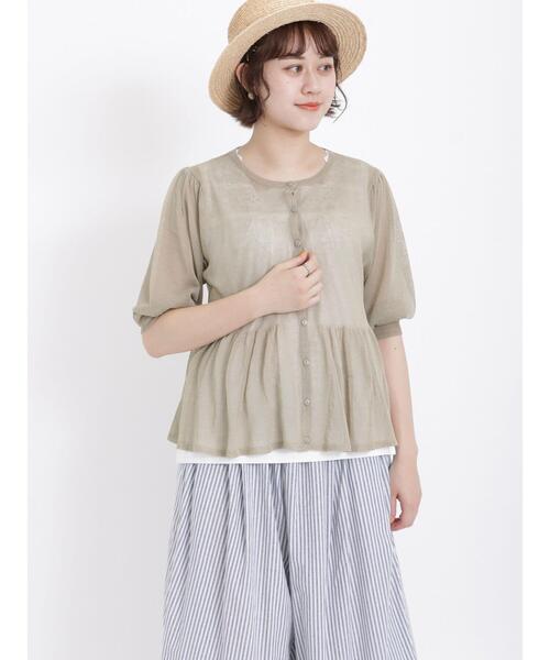 Samansa Mos2（サマンサ モスモス）の「ペプラムシアーニットカーディガン（カーディガン/ボレロ・レディース・チャコールグレー/ベージュ/レッド・F）」の5枚目の写真