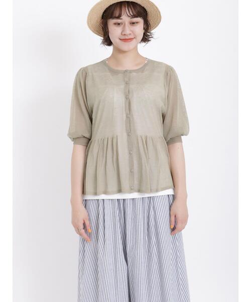 Samansa Mos2（サマンサ モスモス）の「ペプラムシアーニットカーディガン（カーディガン/ボレロ・レディース・チャコールグレー/ベージュ/レッド・F）」の8枚目の写真