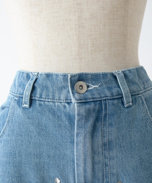 one after another NICE CLAUP(ワンアフターアナザーナイスクラップ)の「ビジューデニムパンツ(デニムパンツ・レディース・インディゴブルー/ピンク・SMALL/MEDIUM)」の9枚目の写真