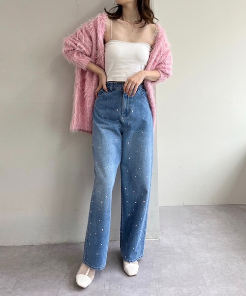 one after another NICE CLAUP(ワンアフターアナザーナイスクラップ)の「ビジューデニムパンツ(デニムパンツ・レディース・インディゴブルー/ピンク・SMALL/MEDIUM)」の21枚目の写真