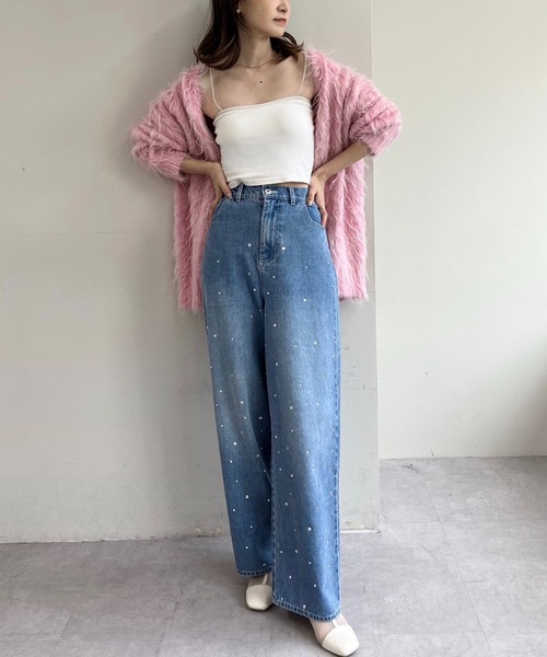 one after another NICE CLAUP(ワンアフターアナザーナイスクラップ)の「ビジューデニムパンツ(デニムパンツ・レディース・インディゴブルー/ピンク・SMALL/MEDIUM)」の20枚目の写真