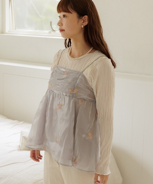 flower（フラワー）の「グロスブルーミングビスチェ（キャミソール・レディース・ブルー/アッシュグレー・FREE）」の3枚目の写真