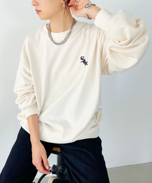 MLB（メジャーリーグベースボール）の「【WEB限定/別注】MLB(エムエルビー)/メジャーリーグ ワンポイントロゴ刺繍 ビッグシルエット スウェット クルーネックプルオーバー（スウェット・レディース・その他2/ブラック/ネイビー/グレー系その他/グレー/その他1・L/M）」の8枚目の写真