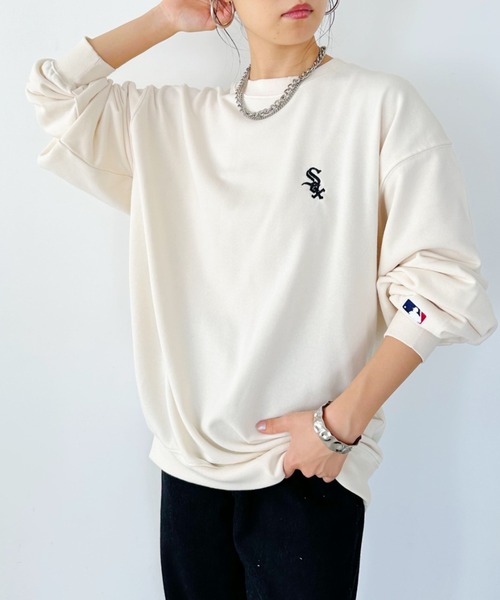 MLB（メジャーリーグベースボール）の「【WEB限定/別注】MLB(エムエルビー)/メジャーリーグ ワンポイントロゴ刺繍 ビッグシルエット スウェット クルーネックプルオーバー（スウェット・レディース・その他2/ブラック/ネイビー/グレー系その他/グレー/その他1・L/M）」の13枚目の写真