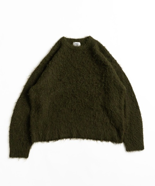 WETTEMPT(ウィテンプト)の「WOOL MIXED SHAGGY KNIT /ウールミックスシャギーニット(ニット/セーター・メンズ・ダークブラウン/カーキ/レッド・MEDIUM/LARGE/SMALL)」の2枚目の写真