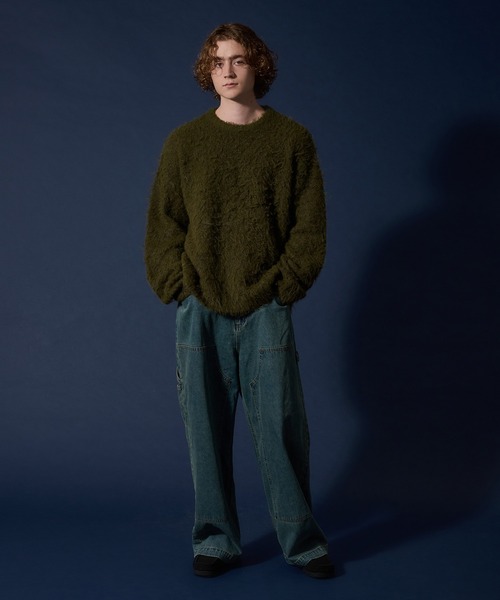 WETTEMPT(ウィテンプト)の「WOOL MIXED SHAGGY KNIT /ウールミックスシャギーニット(ニット/セーター・メンズ・ダークブラウン/カーキ/レッド・MEDIUM/LARGE/SMALL)」の7枚目の写真