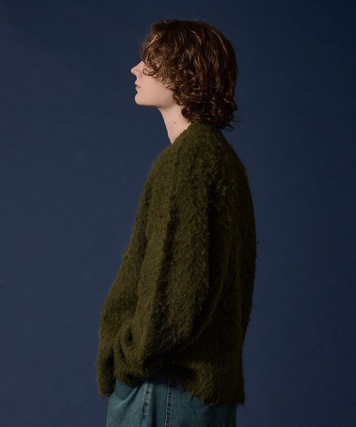 WETTEMPT(ウィテンプト)の「WOOL MIXED SHAGGY KNIT /ウールミックスシャギーニット(ニット/セーター・メンズ・ダークブラウン/カーキ/レッド・MEDIUM/LARGE/SMALL)」の5枚目の写真