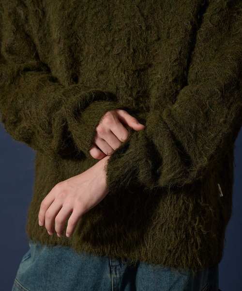 WETTEMPT(ウィテンプト)の「WOOL MIXED SHAGGY KNIT /ウールミックスシャギーニット(ニット/セーター・メンズ・ダークブラウン/カーキ/レッド・MEDIUM/LARGE/SMALL)」の14枚目の写真