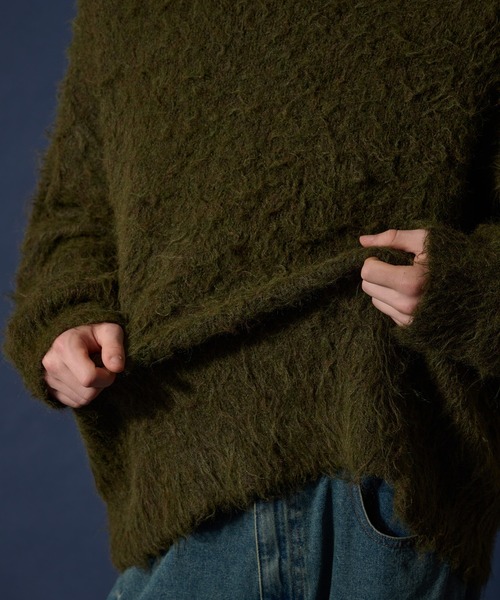 WETTEMPT(ウィテンプト)の「WOOL MIXED SHAGGY KNIT /ウールミックスシャギーニット(ニット/セーター・メンズ・ダークブラウン/カーキ/レッド・MEDIUM/LARGE/SMALL)」の15枚目の写真