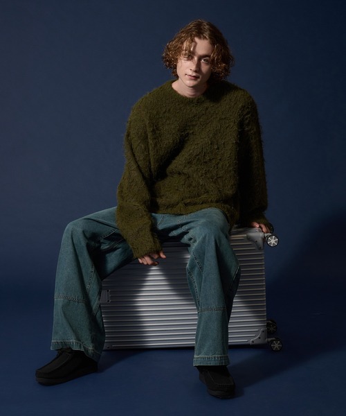WETTEMPT(ウィテンプト)の「WOOL MIXED SHAGGY KNIT /ウールミックスシャギーニット(ニット/セーター・メンズ・ダークブラウン/カーキ/レッド・MEDIUM/LARGE/SMALL)」の11枚目の写真