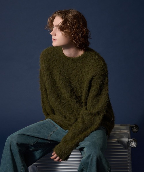 WETTEMPT(ウィテンプト)の「WOOL MIXED SHAGGY KNIT /ウールミックスシャギーニット(ニット/セーター・メンズ・ダークブラウン/カーキ/レッド・MEDIUM/LARGE/SMALL)」の10枚目の写真
