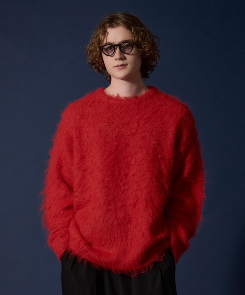 WETTEMPT(ウィテンプト)の「WOOL MIXED SHAGGY KNIT /ウールミックスシャギーニット(ニット/セーター・メンズ・ダークブラウン/カーキ/レッド・MEDIUM/LARGE/SMALL)」の17枚目の写真