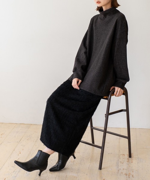 VitaFelice（ヴィータフェリーチェ）の「季節感溢れるフリンジニットスカート（スカート・レディース・ブラック/アイボリー・FREE）」の13枚目の写真