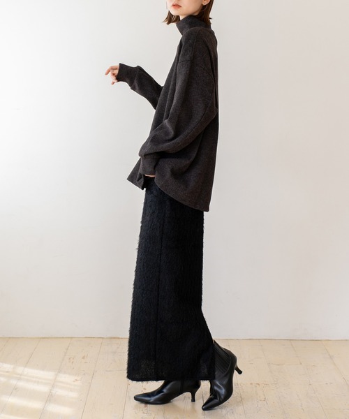 VitaFelice（ヴィータフェリーチェ）の「季節感溢れるフリンジニットスカート（スカート・レディース・ブラック/アイボリー・FREE）」の14枚目の写真