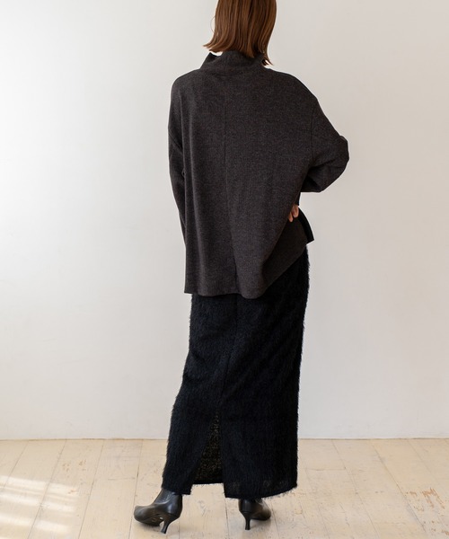 VitaFelice（ヴィータフェリーチェ）の「季節感溢れるフリンジニットスカート（スカート・レディース・ブラック/アイボリー・FREE）」の15枚目の写真