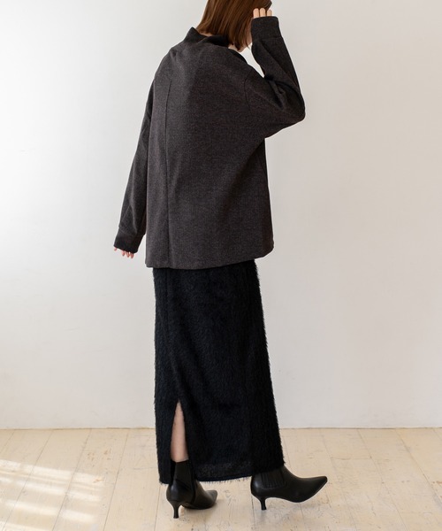 VitaFelice（ヴィータフェリーチェ）の「季節感溢れるフリンジニットスカート（スカート・レディース・ブラック/アイボリー・FREE）」の16枚目の写真