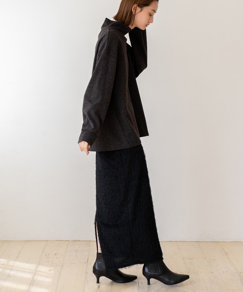 VitaFelice（ヴィータフェリーチェ）の「季節感溢れるフリンジニットスカート（スカート・レディース・ブラック/アイボリー・FREE）」の17枚目の写真