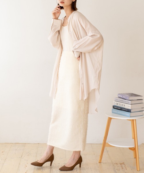 VitaFelice（ヴィータフェリーチェ）の「季節感溢れるフリンジニットスカート（スカート・レディース・ブラック/アイボリー・FREE）」の18枚目の写真