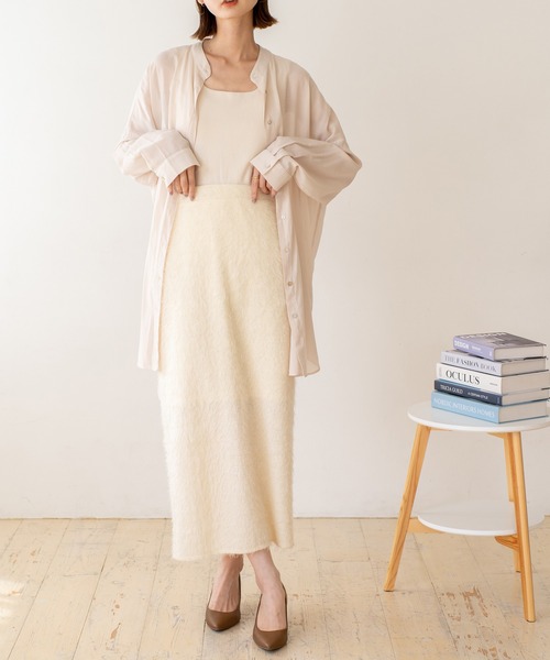 VitaFelice（ヴィータフェリーチェ）の「季節感溢れるフリンジニットスカート（スカート・レディース・ブラック/アイボリー・FREE）」の10枚目の写真