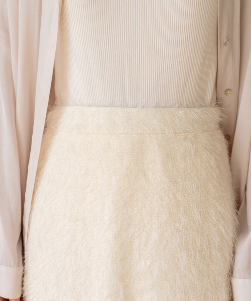 VitaFelice（ヴィータフェリーチェ）の「季節感溢れるフリンジニットスカート（スカート・レディース・ブラック/アイボリー・FREE）」の6枚目の写真